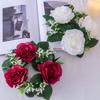 Artificial Rose Wreath for Candlestick Ornaments Silk Flower Garland Candle Holder Wreath Wedding Party Table Home Decoration