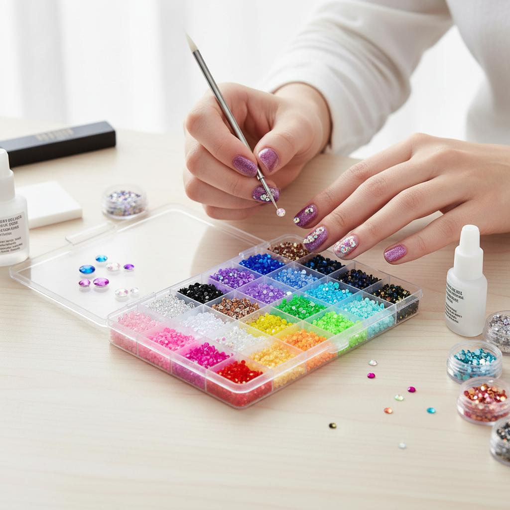 Resin Nail Art Rhinestones Set AB Color Flat Back Candy Colors DIY Nail Art Accessories
