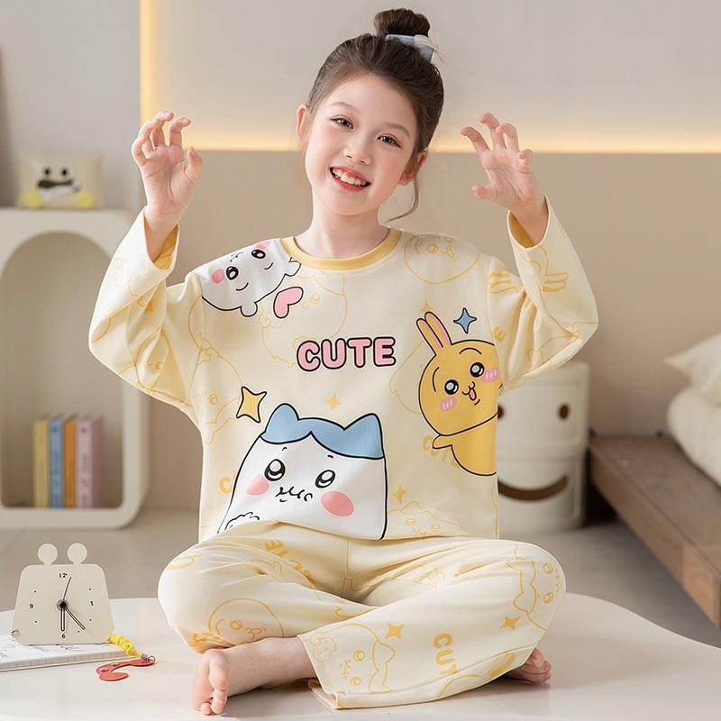Girls Cotton Pajama Set With Cartoon Print Long Sleeve Top Pants Ages 8 Winter Sleepwear