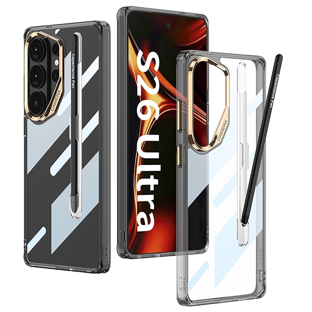 Чехол GKK для Samsung Galaxy S26 Ultra, прозрачный, из ТПУ+ПК, противоударный, с держателем для стилуса