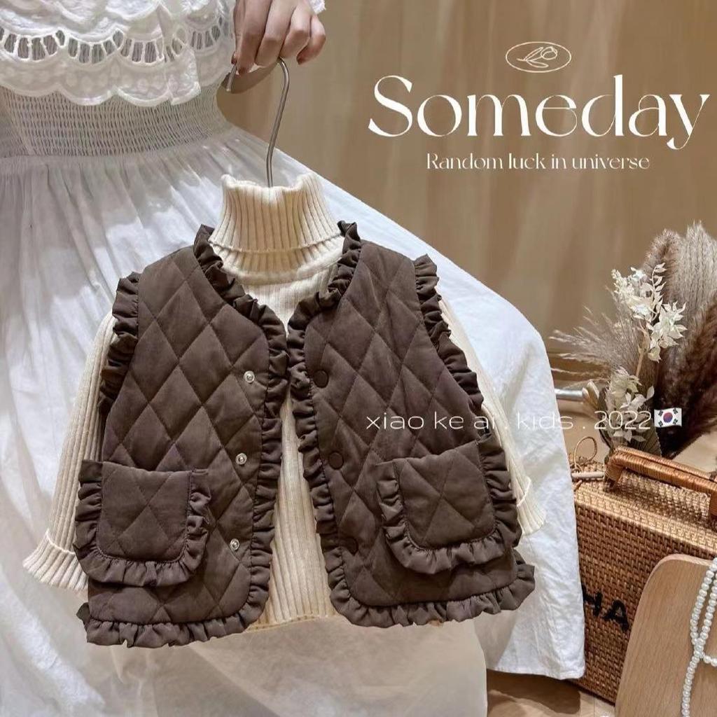 Милый кружевной бархатный жилет для девочек - новинка осень/зима, теплый, свободный крой, толстый меховой жилет