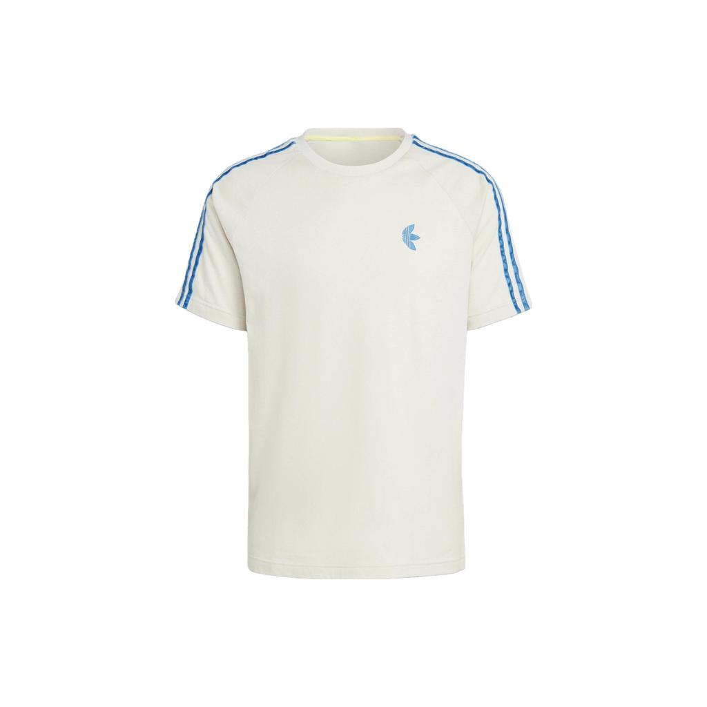 adidas Футболка Originals Striped Logo с вышитым круглым вырезом и коротким рукавом для мужчин, белые топы IJ9086
