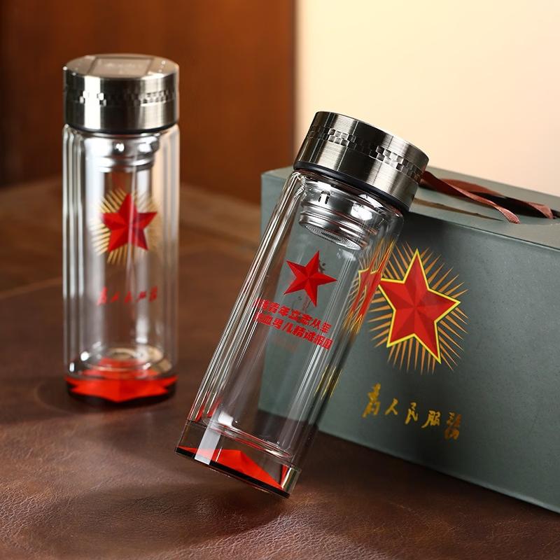 Памятный стеклянный стакан «Служить народу»