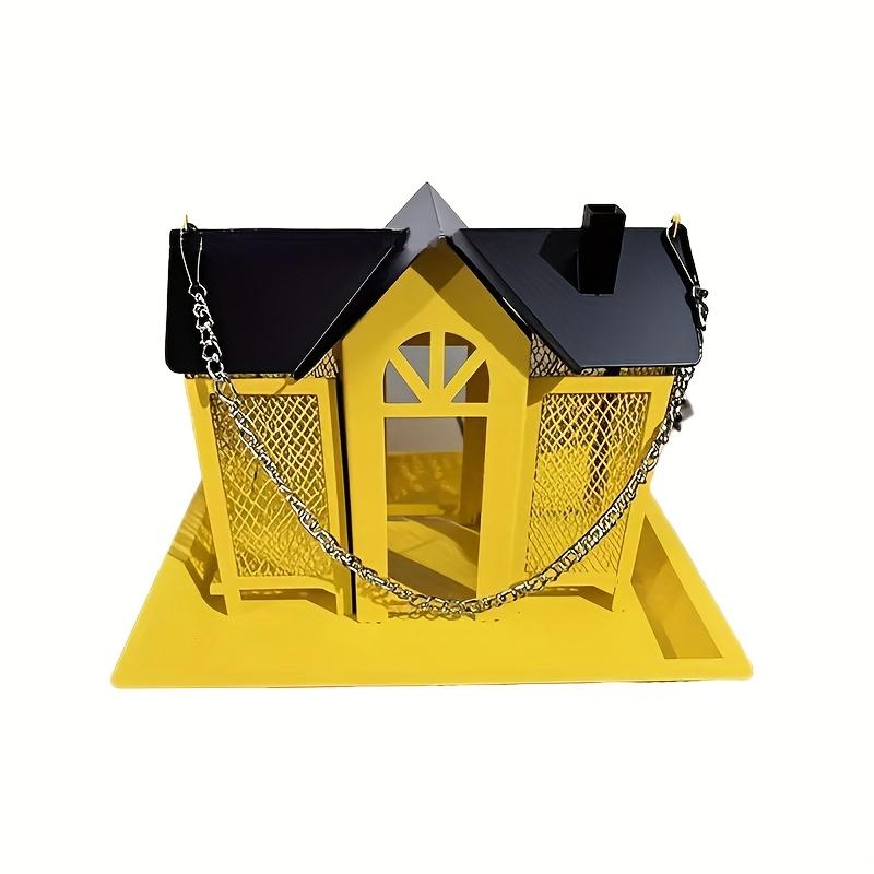 Vibrant Red Metal Bird Feeder House - Triple Feeding Station with Weather-Resistant Design, Attracts Cardinals, Sparrows