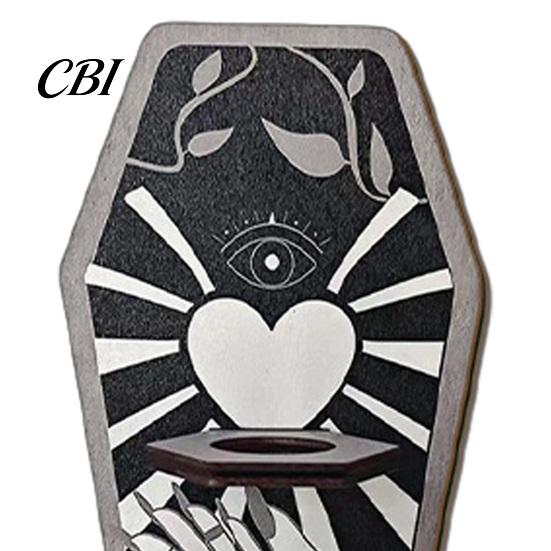 Dark Academia Home Decor Wooden Halloween Decorations, Plant Propagation Station Wall Hanging, Gothic Haunted House Party Supplies Coffin-Shaped Test