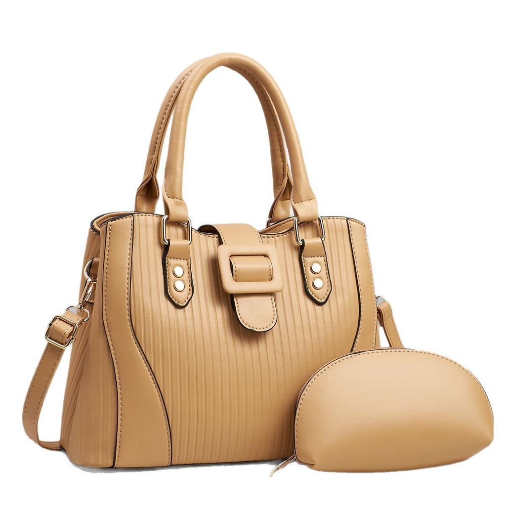 New High Appearance Horizontal Stripe Bag Splicing Battery Large Capacity Shoulder Bag Fashion Design All-match Female Bag