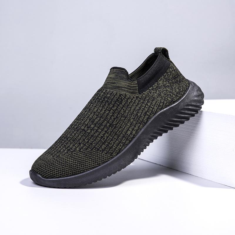 Весна 2025 года, новые дышащие сетчатые туфли, модная универсальная мужская повседневная обувь, носки, кроссовки с одной педалью