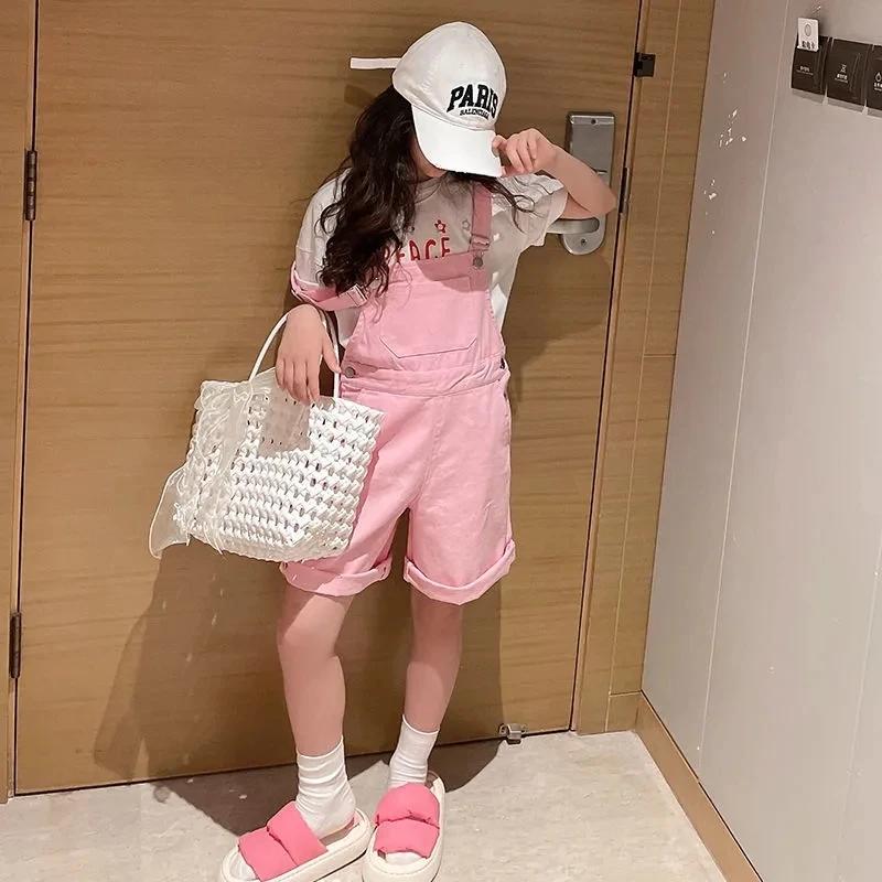 Комбинезон для девочек, летний хлопковый, милый, повседневный, модный комбинезон