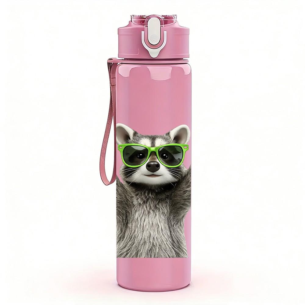1PC Gorilla Raising Hands Fun Cartoon Print 750ml Color Plastic Sports Water Bottle Leakproof Flip Straw Lid Suitable for Sports Office Home Use