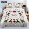 Веселый рождественский комплект постельного белья белого цвета размера «king-size» и «queen-size», двуспальная кровать из микрофибры, декоративный пододеяльник с 3D-принтом и наволочками