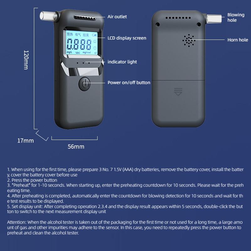 Portable High-Precision Car Breathalyzer, Alcohol Tester for Drunk Driving Detection at Home