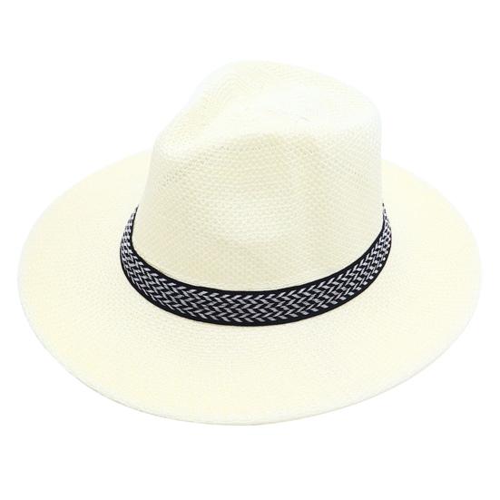 Cowboy Hat Large Brim Sun Protection Men Women Hat Geometric Pattern Decoration Summer Casual Fishing Hat