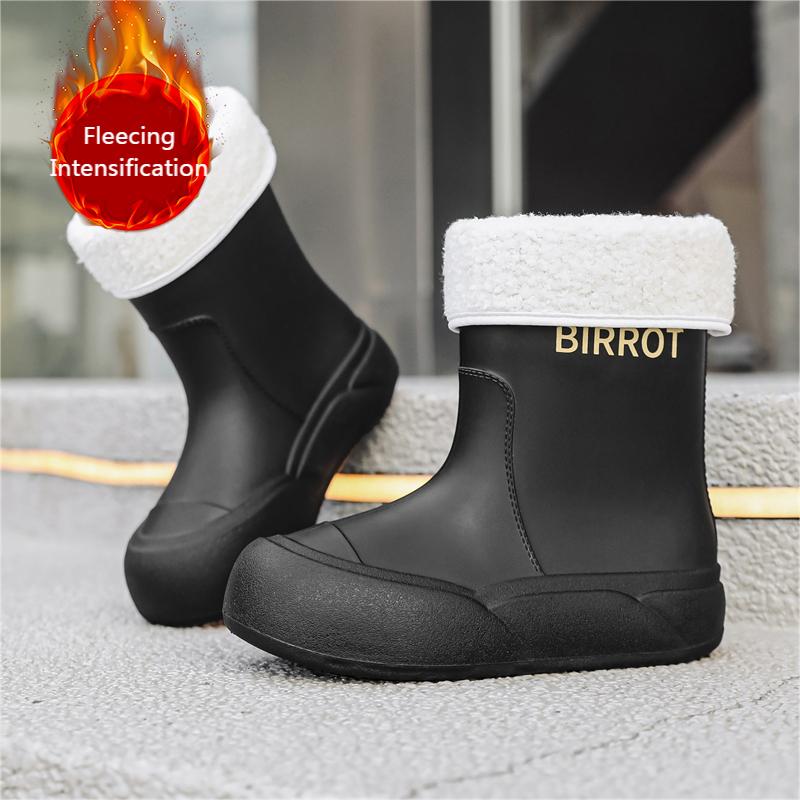 Женские зимние новые резиновые сапоги с флисовой подкладкой, водонепроницаемые бахилы с мягкой подошвой и нескользящей резиновой подошвой, дышащие, симпатичные дождевые туфли