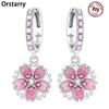 Orstarry Серьги из серебра 925 пробы с розовыми цветами вишни Ручная работа Ювелирные изделия Висячие серьги Подарок для женщин Вечеринка Годовщина