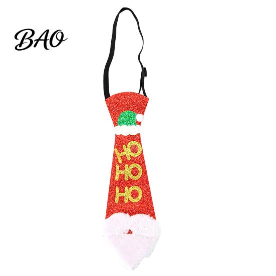Christmas Tie for Adults Kids Adjustable Glitter Necktie, Non-woven Fabric Holiday Dress Up Costume Necktie with Elastic Band Accessories, Sparkling