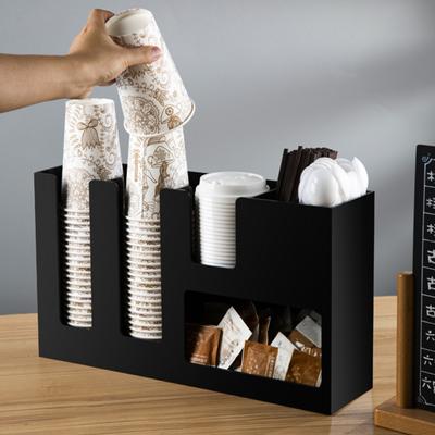 Держатель для кофейных чашек и крышек, акриловый диспенсер для одноразовых стаканчиков, приправ, соломинок, стойка для хранения для домашнего офиса, бара