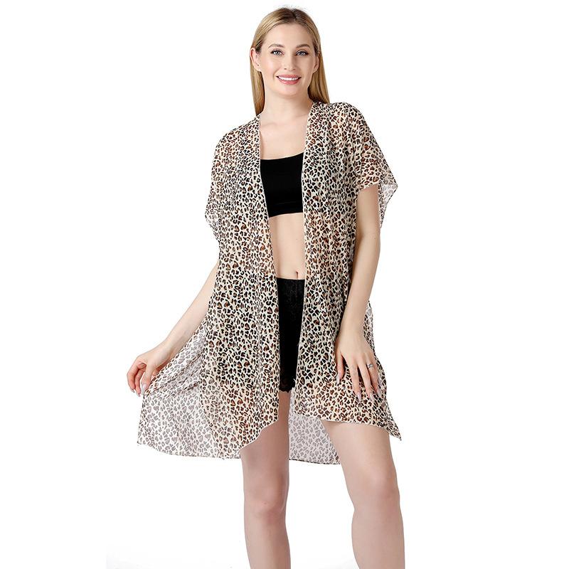 Womens Multiple Styles Beach Breathable Travel Floral Pattern Outdoor Sunscreen Shawl Fashion Leopard Pattern Summer Accessories