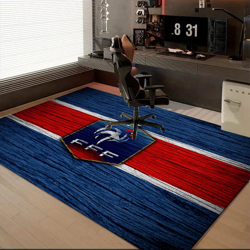 1PC France Football Emblem Floor Mat for Living Room, Game Rooms, Office, Bedroom, Office Floor Mat Playful Design, Christmas fan gifts