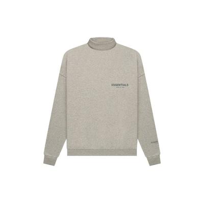 Fear of God Essentials Fw21 Пуловер с воротником-стойкой и светоотражающим логотипом Флисовая толстовка Унисекс Толстовка Темно-меланжево-овсяная FOG-FW21-188
