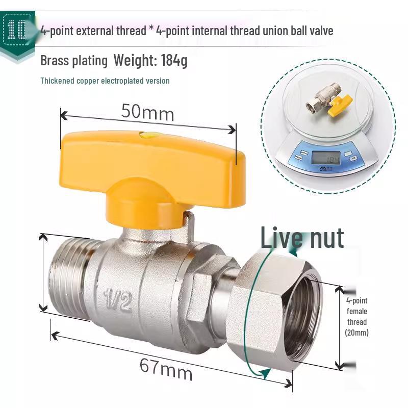 Shieldyun Gas Three-Way Valve with Switch for Natural Gas Meter Pipeline - Ball Valve Connector