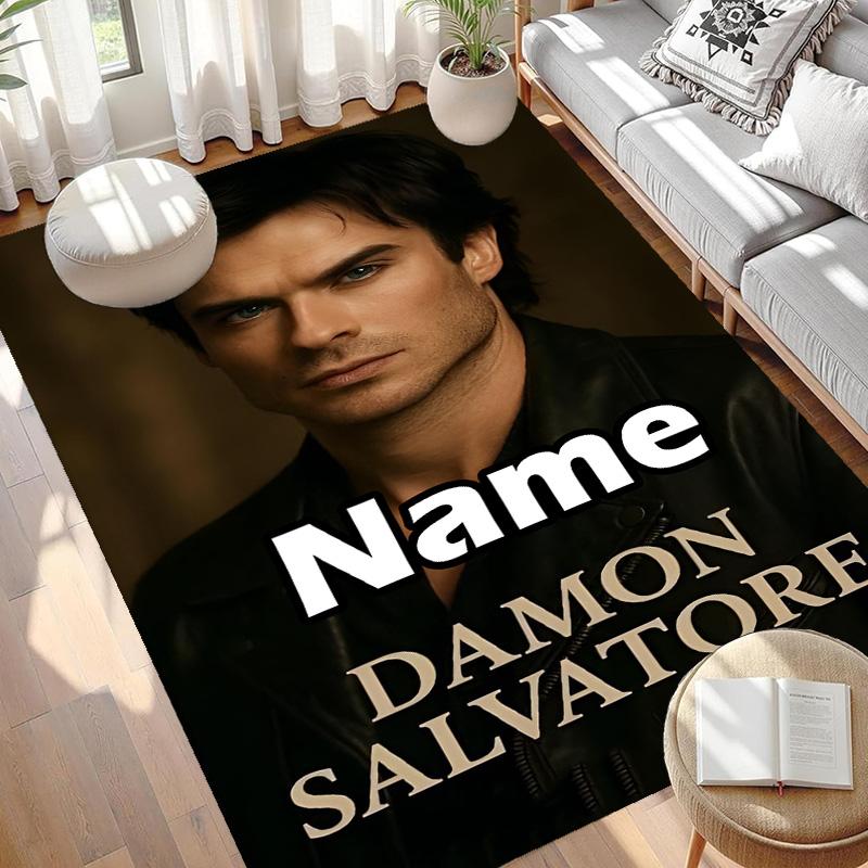 Custom Name Personalized Damon Salvatore Print Carpet, Versatile Home Decor Rug, for Playroom, Apartment, Balcony, Entryway, Hallway Gift