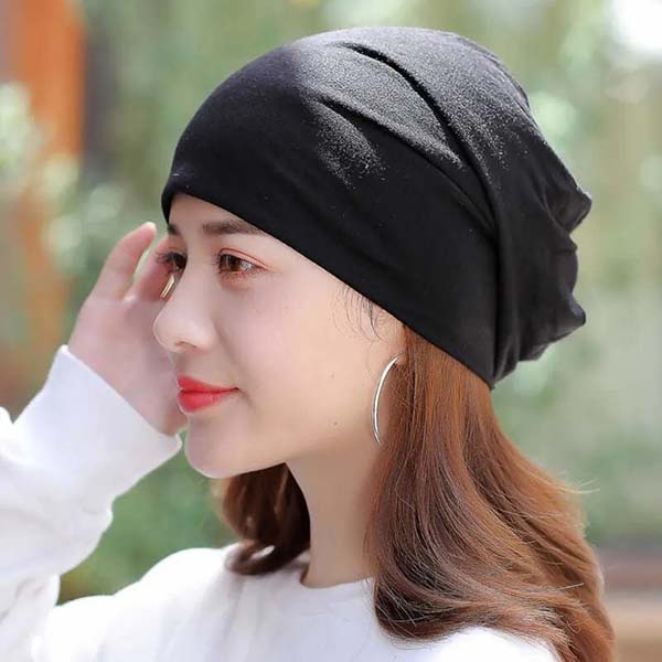 WTEMPO Solid Color Soft Nightcap Women Thin Slouchy Beanie Casual Cotton Maternity Hats Fashion Unisex Slouch Hip-pop Beanie