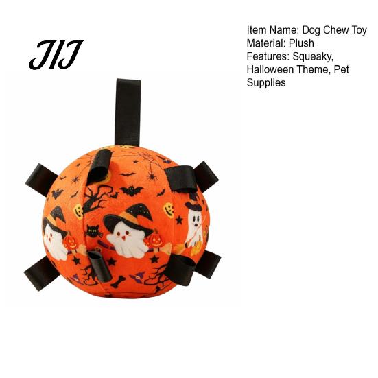 Bite Resistant Pet Ball Squeaky Dog Chew Toy for Halloween, Plush Toy, Teething Interactive Small Medium Large Breeds Dogs