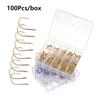 100Pcs 1 Box New Carbon Steel 10 Sizes Fish Bait Fishing Hooks Durable Head Fishook
