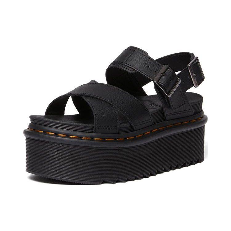 Dr. Martens Martin Two-Layer Cowhide Versatile Simple One-Strap Sandals Women Sandals Black 30717001