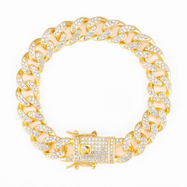 8-дюймовый браслет в стиле хип-хоп, кофе со льдом, сплав, бобы, свиной нос, ожерелье со стразами, цепочка, блестящие ожерелья для мужчин, ювелирные изделия