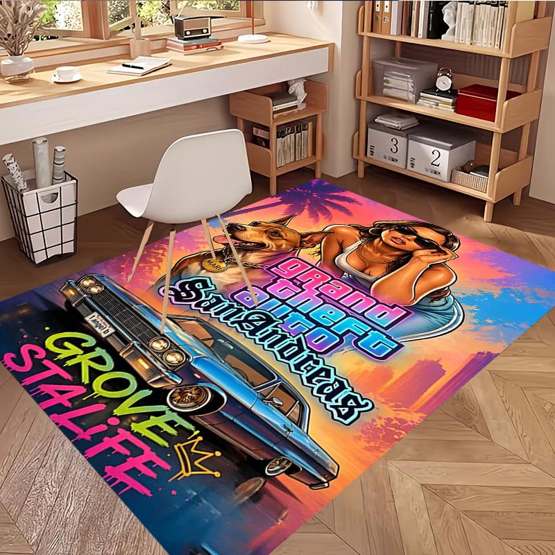 Grand Theft Auto VI Print Rug, Washable Floor Carpet, For Entryway Dorm Laundry Room Office Study, Home Decor Birthday Christmas Gift