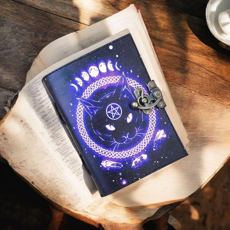 Записная книжка с рисунком кошки, кожаный журнал, винтажный блокнот ручной работы для записей и зарисовок, идеальный подарок для любителей кошек и писателей