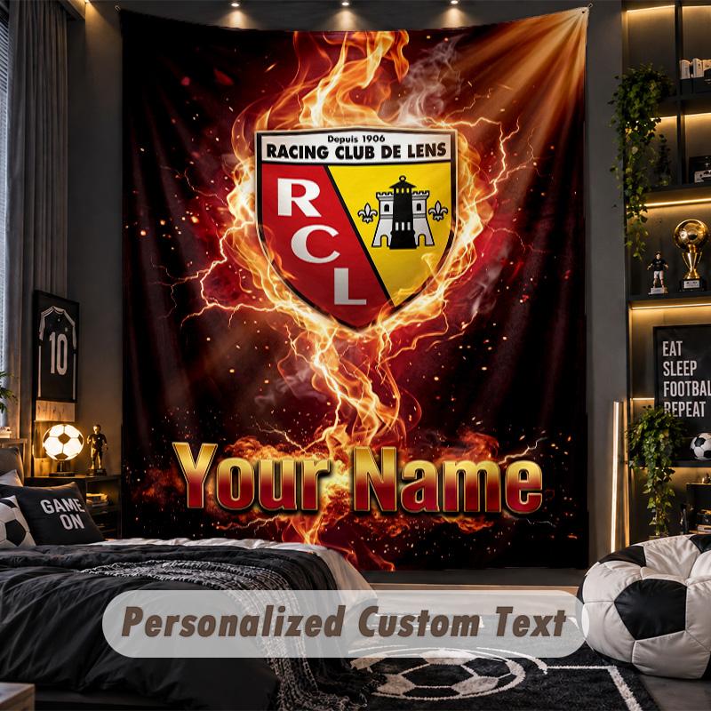 Tapestryracing club de lens Custom Name Text Personalized Wall Hanging Tapestry Home Wall Decor