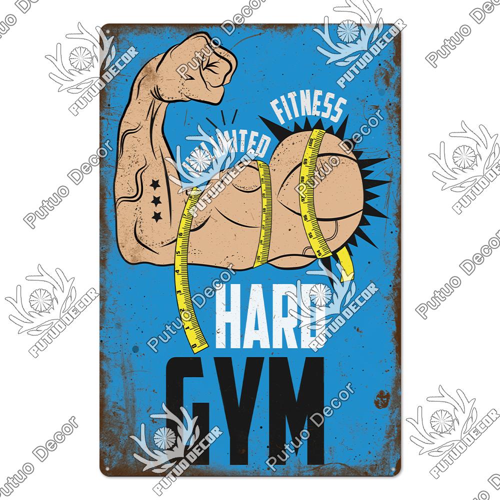 Mfoever Tin Sign Decor Gym Vintage Tin Signs Plaque Metal Plates Retro Posters Work Out Wall Art Decorative for Home Man Cave Gym Room
