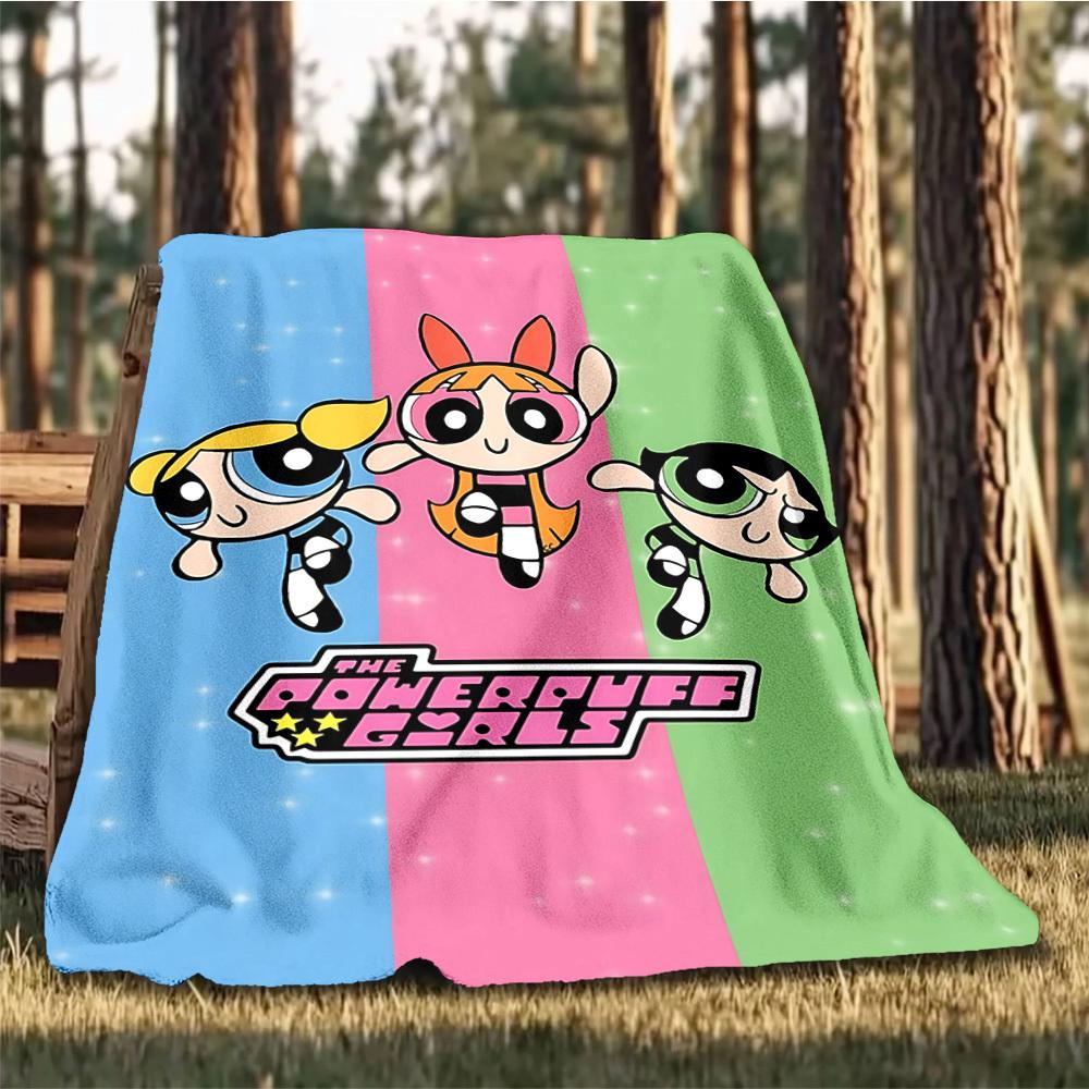 1pc Powerpuff Girls Outdoor Flannel Throw Blanket Soft, Lightweight & Warm