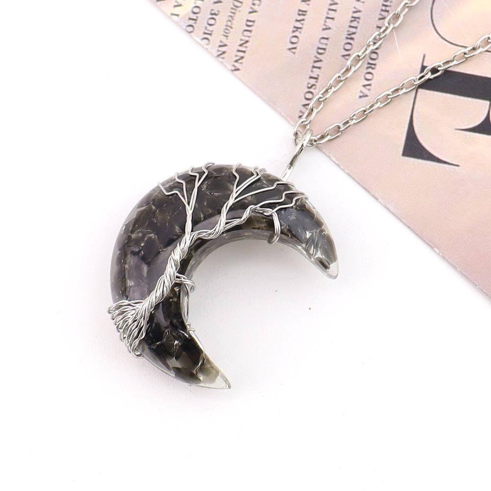 Ожерелье Chakela «Лунный Серп Древо Жизни» с Натуральными Кристаллическими Камнями