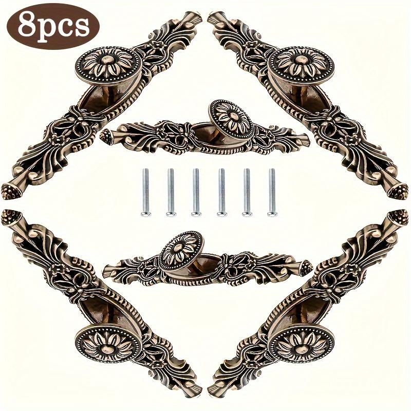 4/8 шт. Ручки-скобы с фиксированной декоративной пластиной, антикварные латунные ручки, винтажные ручки для выдвижных ящиков мебели, кухонных дверок шкафов с винтами