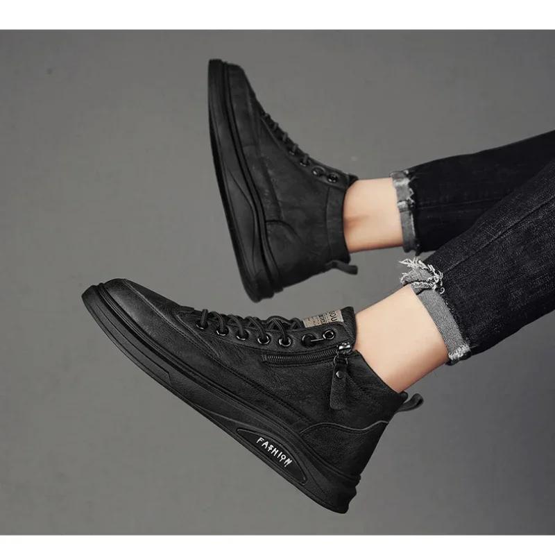 Fashion Men's Sneakers Spring Fashion Black Ankle Boots for Men Flats Casual Shoes Winter Warm Sneakers Luxury Water Proof Men's Boots