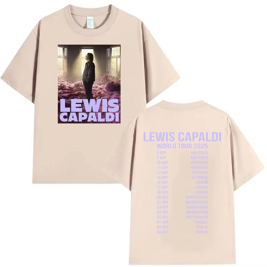 Горячая Распродажа Lewis C-Capaldi Мировой Тур 2025 Хипстерские Мужские Футболки Готика Оверсайз Хлопок Комфорт Хип-Хоп Футболки с Короткими Рукавами Унисекс
