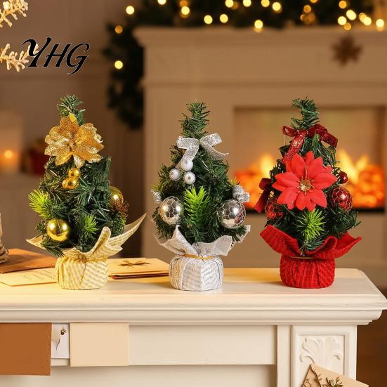 Small Holiday Ornaments for Office Mini Christmas Tree Desk, Artificial Pine Tabletop Decor, Showcase Ornament Reusable Festive Centerpiece
