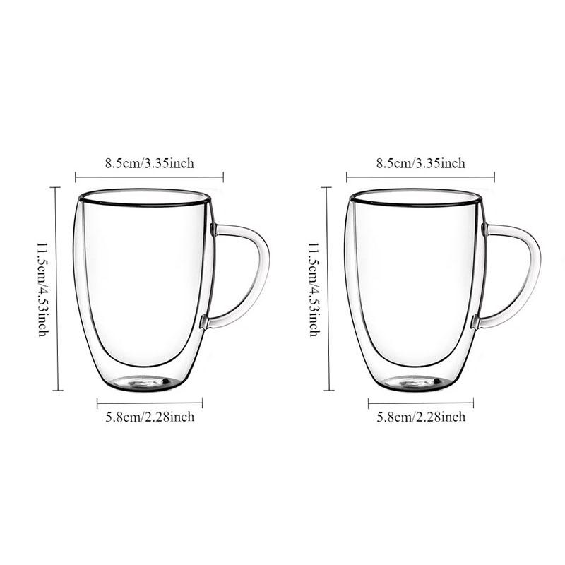 2pcs Double Bottom Wall Glass Coffee Cup Transparent Heat-resistant Water Cup Premium Mocha Latte Mugs Wedding Christmas Gift