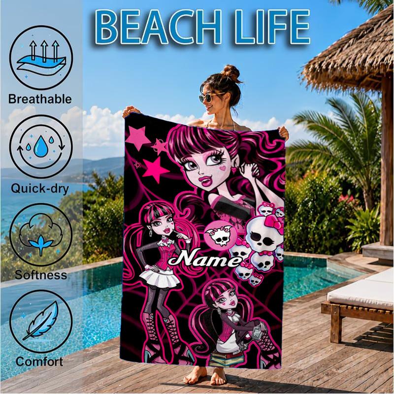 Custom Name High Party Beach Towel Microfiber Beach Towel, Lightweight and Quick-Dry, for Summer Travel, Swimming Pool Gift