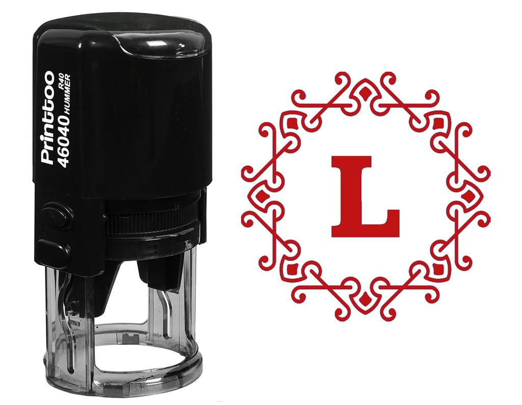Printtoo Octagon Celtic Swirl Frame L Alphabet Monogram Initial Self Inking Rubber Stamp R-40 Office