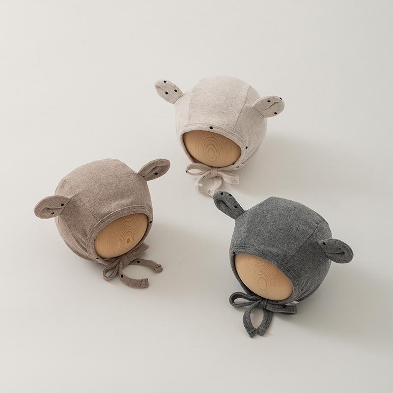 Милая мультяшная модная шапочка для новорожденных, милая шапочка с медвежьими ушками и кроличьими ушками, реквизит для фотосъемки младенцев, мягкая хлопковая шапочка для малышей