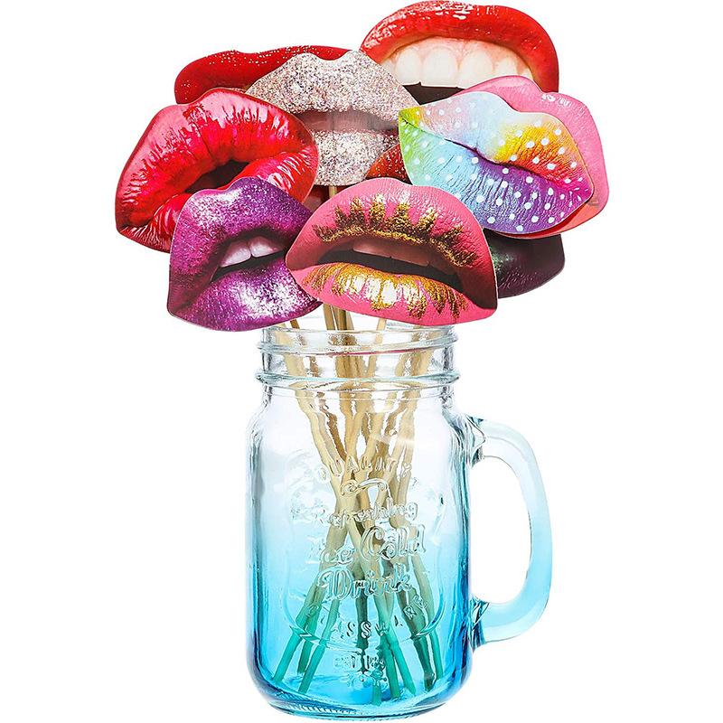 20pcs/Set Funny Lip Mouth DIY Photobooth Props Bachelorette Party Hen Party Bridal Shower Wedding Decortation DIY Photo Booth