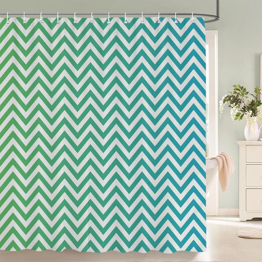 Modern Stripe Geometric Shower Curtains Waterproof Fabric Bath Curtains For Bathroom Bathtub Large Wide Bathing Cover With Hooks