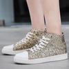 2024 Весна и Осень Женские Модные Высокие Блестящие Фэнтези Кроссовки Плоские Модные