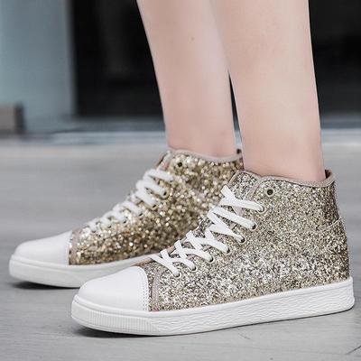 2024 Весна и Осень Женские Модные Высокие Блестящие Фэнтези Кроссовки Плоские Модные