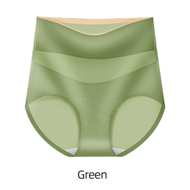 Flarixa Women High Waist Seamless Panties Breathable Ice Silk Underwear Elastic Tummy Shaping Briefs Lace Transparent Underpants
