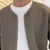 Men Cardigan Sweater Solid Color Full Zip Up Casual Sweater Warm Knitwear Jacket with 2 Front Pockets for Autumn And Winter